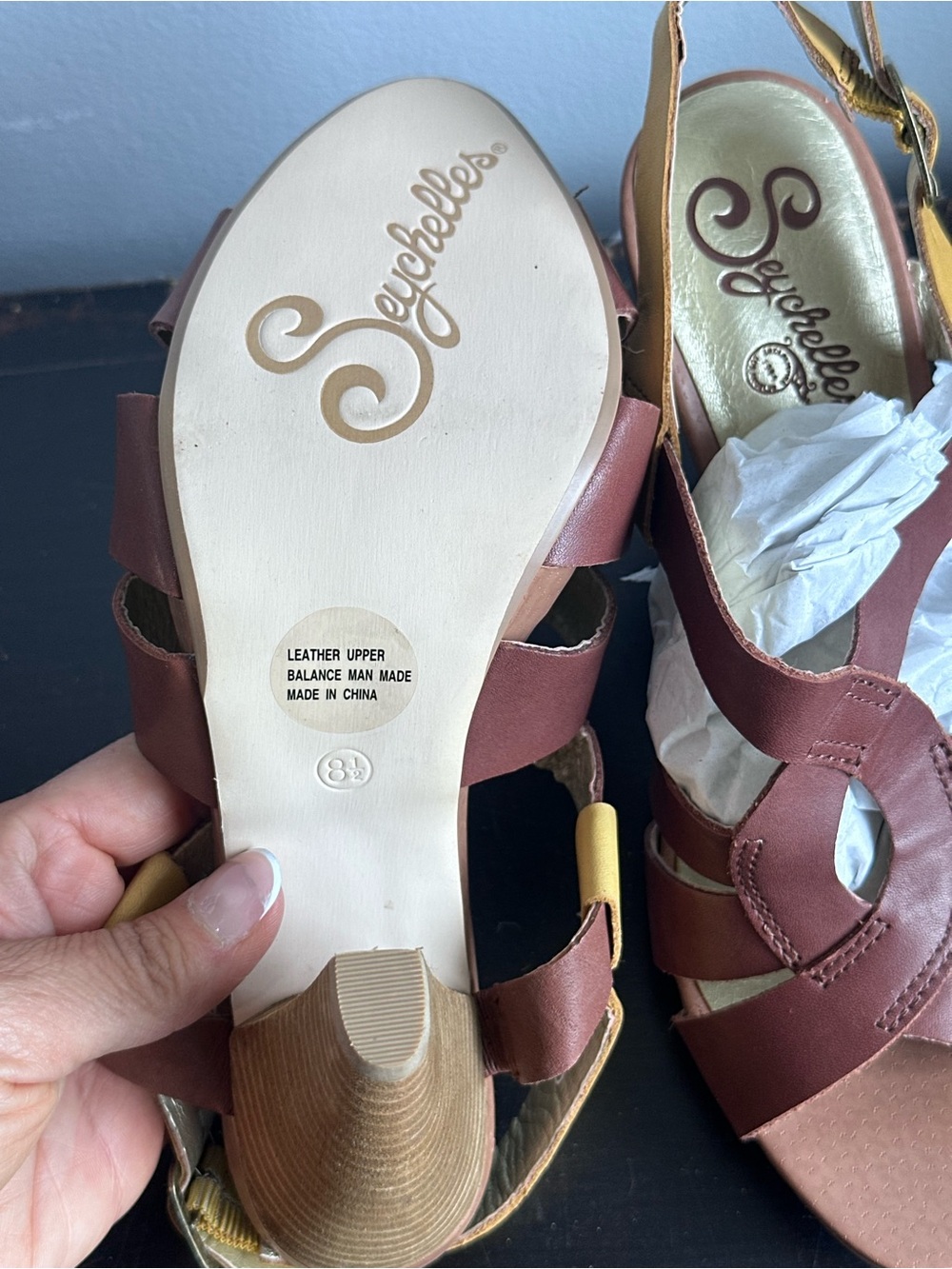 Seychelles Leather Strappy Heels Womens 8.5 Brown Tan Slingback Sandals - Picture 5 of 6